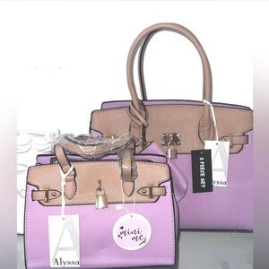 Lavender & Taupe 3-Piece Satchel Set
